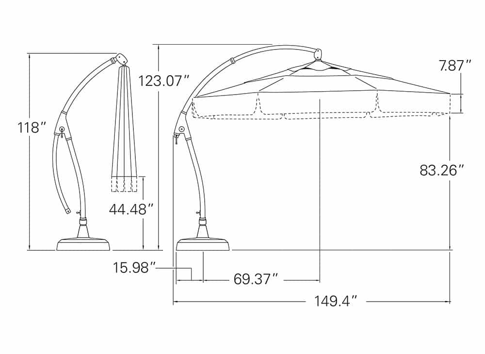 AG28RK Cantilever Patio Umbrella – 11′