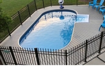 pool installation on a synthetic deck