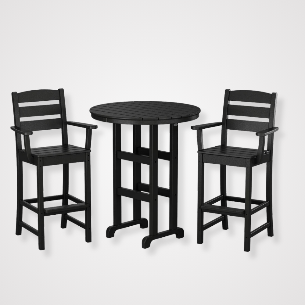 Lakeside 3-Piece Round Bar Arm Chair Set